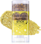 Gold Body Glitter Stick, Halloween Face Glitter Makeup,Holographic Hair Glitters Mermaid Makeup Rave Outfits for Women, Shimmer Face Paint Stick for Christmas (Gold)