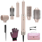 StyleVibe 6-in-1 Air Styler, Hair Dryer & Blow Dryer Brush with Travel Case - Auto Wrap Curls (L/R), Fast Drying, Thermal Round Brush for Smooth Blowouts & Frizz-Free Volume, No Heat Damage