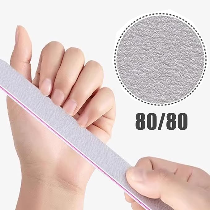 21 Pcs Nail File 80/80 Grit Nail Files,Gray Double Sided Emery Boards,Professional Nail Files for Natural and Acrylic Nails
