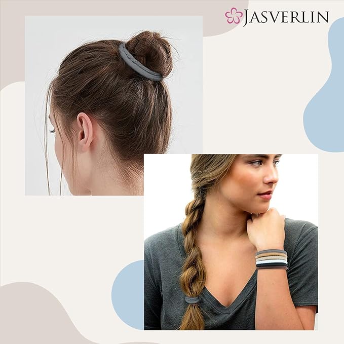 Gray Hair Elastics Ties, No Metal Ponytail Holders for Women Girls Men Guys Thick Curly Hair Styling Accessories No Pull Damage Crease Breakage 50pcs (Gray)