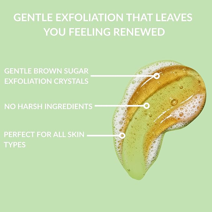 SpaScriptions Exfoliating Cucumber & Melon Body Wash - Scented Moisturizing Body Wash with Hyaluronic Acid for Soft Glowing Skin, Gentle Natural Daily Cleanser Body Scrub, 32 fl oz, Paraben Free