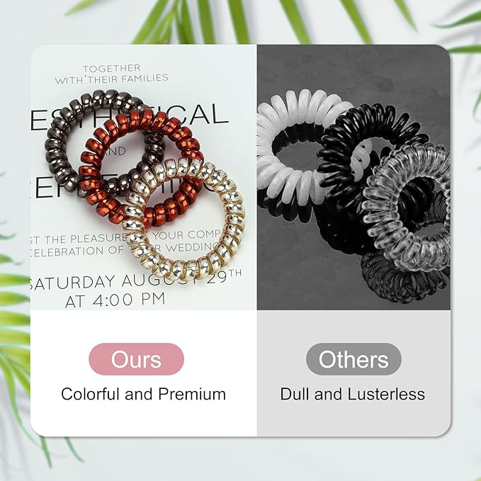 JessLab Spiral Hair Ties for Women, 10-Pack Traceless No-Damage Ponytail Holders, Coils Hair Bands for Girls, Assorted Colors