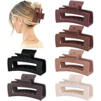 3.5 Inch Medium Hair Claw Clips 6 Pack Hair Clips for Women Square Rectangle Claw for Hair Banana Jaw Clips Hair Accessories for Girls -Brown Scarlet