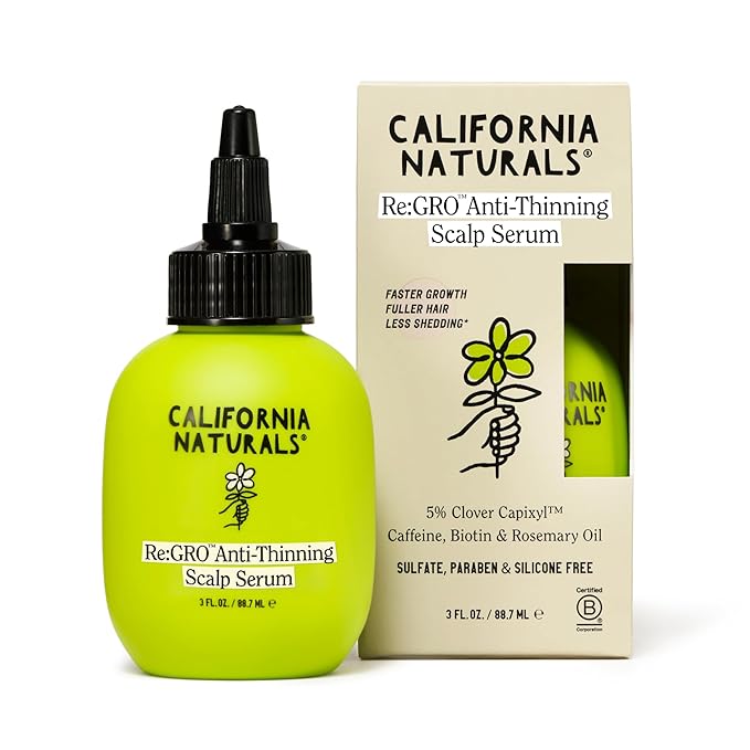 California Naturals Women's Re: Gro Anti-Thinning Scalp Serum, 5% Capixyl with Biotin, Caffeine & Castor and Rosemary Oil, Non-Sticky Cooling Formula, Vegan & Cruelty Free, 3oz