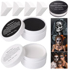 MEICOLY 7Pcs Halloween Makeup Kit - Black & White Face Paint, Oil Based Face & Body Paint for Adults & Kids - SFX Joker, Zombie, Vampire, Skull, Skeleton Makeup