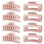 TOCESS Hair Claw Clips for Women - Large 8PK Neutral Matte Jumbo Square Hair Clips for Thick, Thin, Long, Short, Curly Hair Girls, Big Jaw Clip Set for Daily Use (Rosewater Pink)