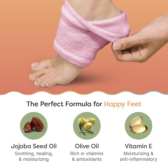 ZenToes Moisturizing Socks for Cracked Heel Treatment, Vitamin E, Olive Oil and Jojoba Oil Heel Socks, Stocking Stuffers for Women, Spa Self Care Gifts for Women (Fuzzy Pink, Regular)