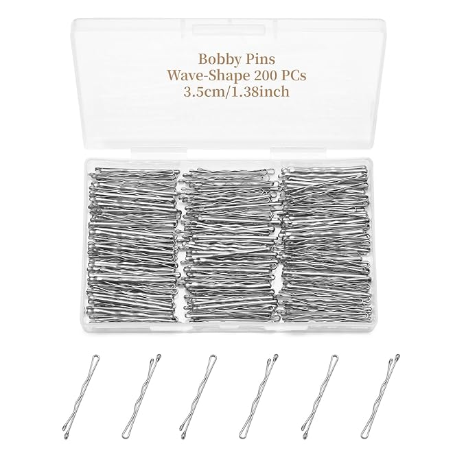 200 Pcs 1.38 Inch Wave-Shaped Bobby Pins Silver Metal Hair Pins Hair Accessories for Women Stylists Hair Sticks Girl