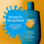 Tanning Club - Everyday Sunscreen - SPF 30 Lightweight Sunblock Lotion for Face and Body - Hyaluronic Acid, Aloe, and Coconut Oil - Water and Sweat Resistant (80 Minutes) - 150 ml