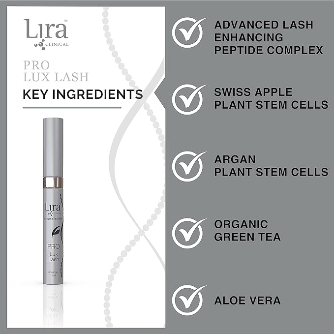 Lira Clinical Pro Lux Lash - Eyelash Growth Serum with Plant Stem Cells - Eyelash Enhancing Serum to Promote Longer and Thicker Eyelashes - Non-Prostaglandin and Paraben-Free - 0.17 Ounce