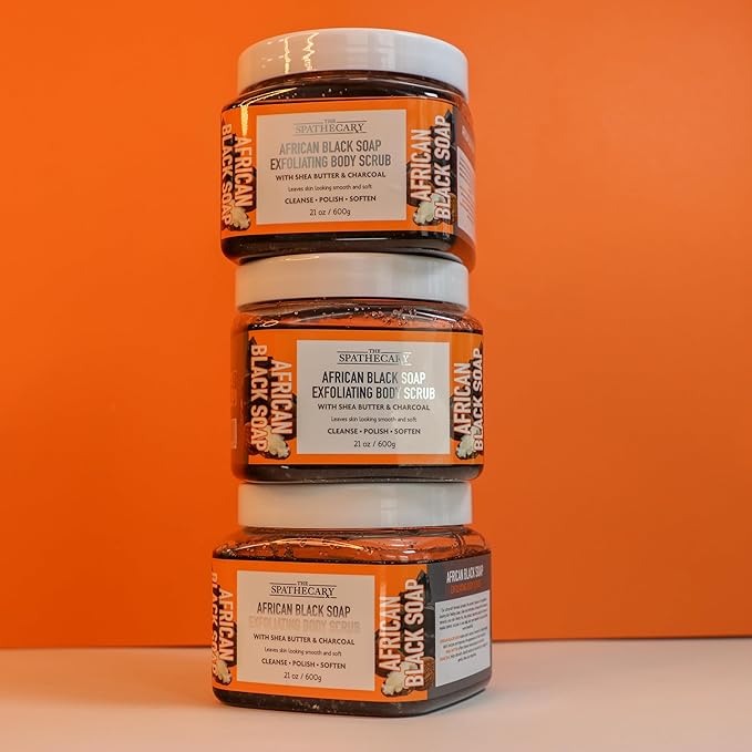 Body Scrub, Exfoliating-Nourishing-Refreshing-Smoothing Body Care 21 oz. (21 oz, African Black Soap)