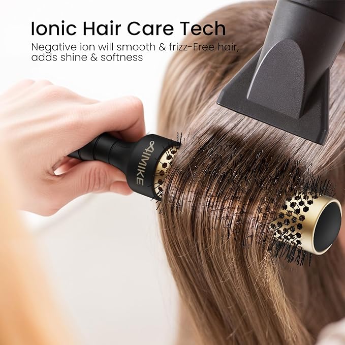 AIMIKE Round Brush for Blow Out, Small Round Hair Brush with Nano Thermal Ceramic Tech, Quick Blow Drying & Styling, Volumizing Blowout Brushes for Women Short Hair, 1.3 in Barrel (Not-electric)