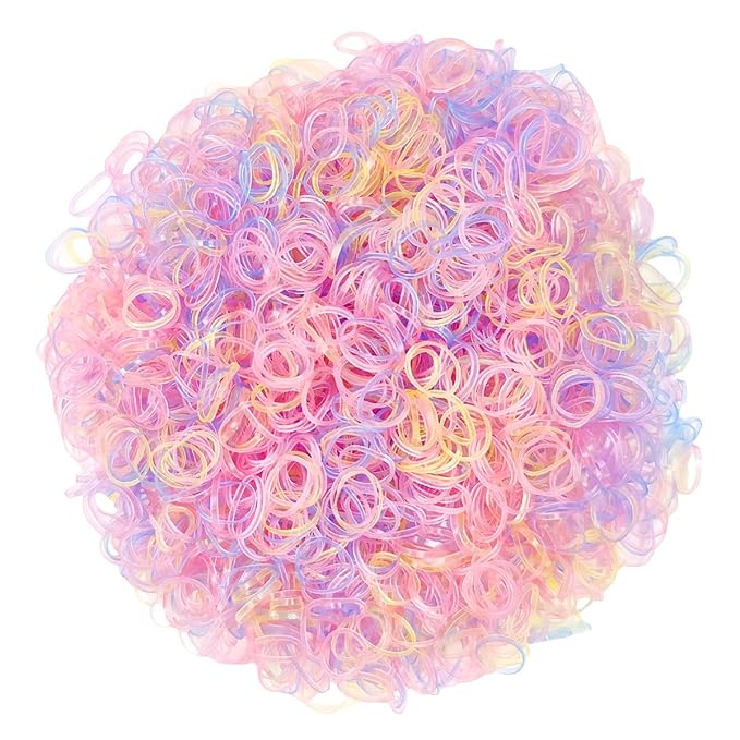 3200 Pcs Elastic Rubber Bands Small Hair Ties Hair Rubber Mini Hair Bands Hair Elastics Tiny Soft Holder Ponytails for Girls (Transparent Multicolor)