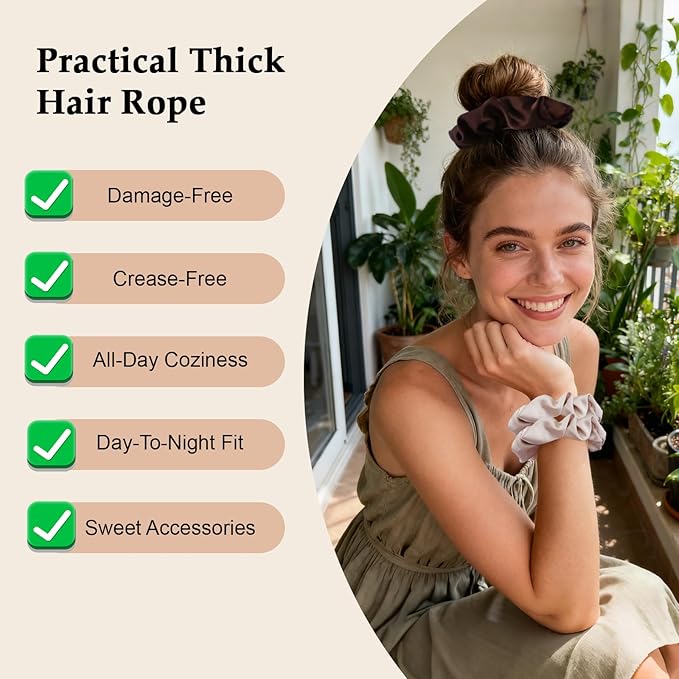 Satin Scrunchies for Women – 8PCS Neutral Silk Hair Ties Set (Black, Blonde, Dark Brown, Light Brown) – No Crease, Frizz-Free, Gentle Elastic Hair Bands, Soft & Stylish Everyday Hair Accessories Gifts