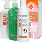 Sun Labs Self-Tanning Lotion, Exfoliator, and Extender for a Golden Glow - Very Dark - 3-Pack 8 oz. Bottles
