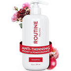 Routine Wellness Anti-Thinning Shampoo for Thinning Hair - Biotin DHT Blocker Women & Men - Color Safe Shampoo for Hair Loss & Healthy Hair - Peony & Pomegranate - 14oz