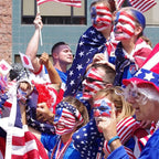 MEICOLY Red White Blue Face Body Paint Set,4th of July Accessories,4th of July Face Paint,4th of July Outfits for Women,Patriotic Independence Day Pride Face Paint with Painting Brushes and Sponges