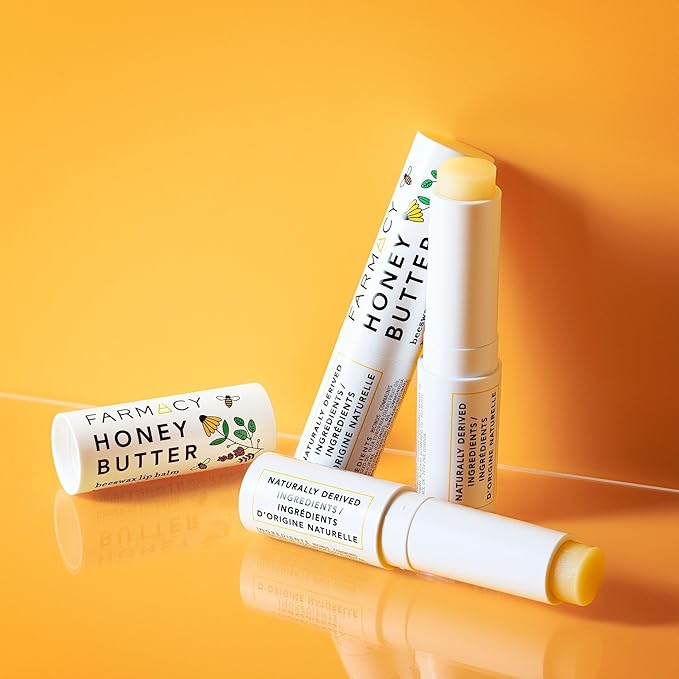 Farmacy Beeswax Lip Balm - Honey Butter Moisturizing Lip Care Enriched with Cupuaçu & Cocoa Butters, Proprietary Honey Blend and Vitamin E to Nourish, Soften & Heal (3.4g)