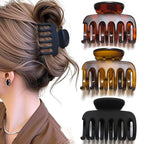 2.7 Inch Hair Claw Clips No Slip Matte Black & Leopard Unbreakable Claw Clips for Momen Thin and Medium Thick Hair, 3 Pack