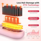 Go Brush Pro 2026 Hair Straightener Brush 300 Million Negative Ionic Portable Hair Straightener Comb for Women with 4 Temps Fast Heating MCH Ceramic Coating Smooth Frizz Hair Light Pink