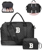 Unique Women Gift-Birthday Gifts for 6 7 8 9 10 11 12 13 14 Year Old Girls-Duffle Bag with Shoe Compartment, Weekender Bags, Overnight Bag, Travel Bags with Makeup Pouch (Letter B)