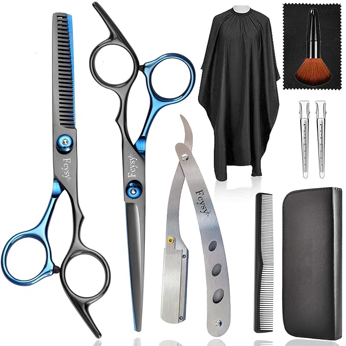 Hair Cutting Scissors Haircut Shears Kit, Fcysy Professional Barber Shears Set, Hairdressing Salon Scissors Blending Shears Barber Accessories for Hairdresser Home Use