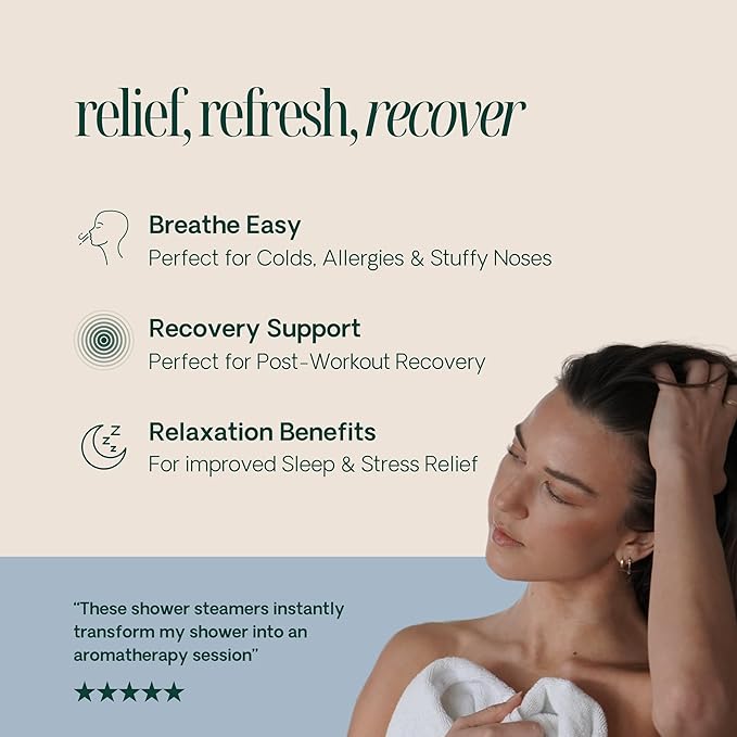 Shower Steamers Aromatherapy 10 Pack - Made in USA with Natural Essential Oils for Christmas Stocking Stuffers, Birthday Gifts for Women and Men, White Elephant, Self Care - Eucalyptus