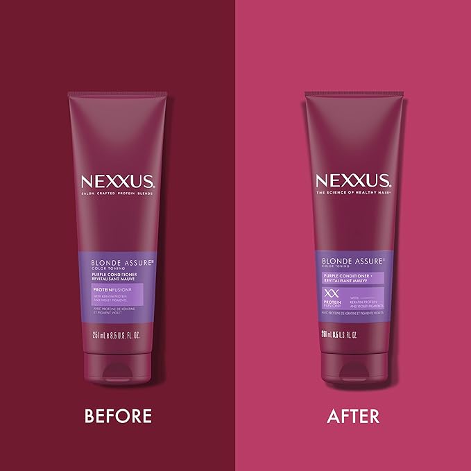 Nexxus Hair Color Blonde Assure Purple Conditioner, Keratin, For Blonde and Bleached Hair, Color 8.5 oz