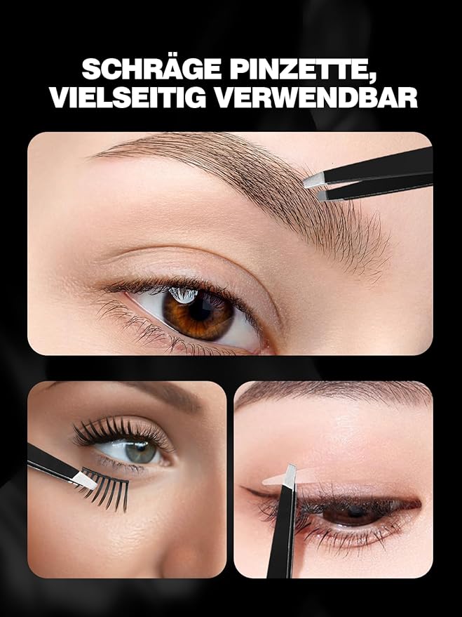 20X Magnifying Mirror with 2 Suction Cups, 3.5 inches Magnified Makeup Mirror and Slant Tweezers,Black,1PC