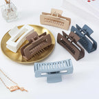 4 Inch Big Hair Claw Clips 6 Pcs Large Claw for Thick Hair Square Hair Clips for Women Rectangle Hair Clips Nonslip Acrylic Banana Jaw Clips Hair Accessories for Girls (Brown Blue)