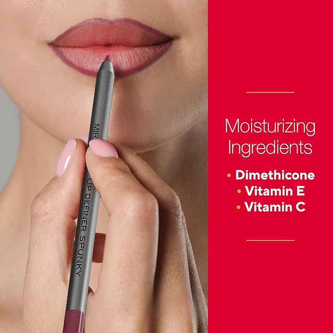 Mirabella Line & Define Lip Definer Lip Pencil, Smoothing & Moisturizing Retractable Lip Liner with Long-Lasting & Ultra-Creamy Formula, Antioxidants Vitamin C & E, & Built-In Sharpener - Flirty