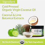 Organic Fiji Raw Cold Pressed Coconut Oil for Hair, Skin, Face & Body | Relaxing Massage Oil | Coconut Lime,12 oz for Women Men & Baby