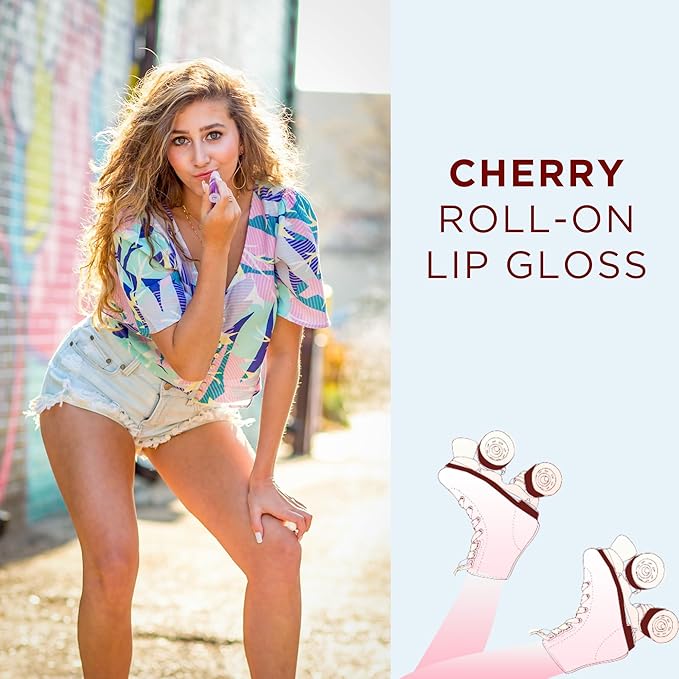 Honestly Margo Roller Girl Roll-On Lip Gloss (Cherry Cherry, 2 Pack) – Lip Gloss for Women with Hydrating Vitamin E & Moisturizing Shine, Refreshingly Lightweight Your Lip Stain, Non Stick Gloss