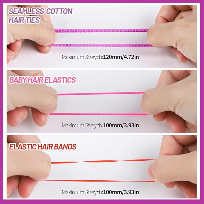 Teenitor Elastic Hair Ties, Hair Accessories for Girls, Colorful Baby Elastic Hair Bands Set Rubber Bands for Hair with Hair Clips