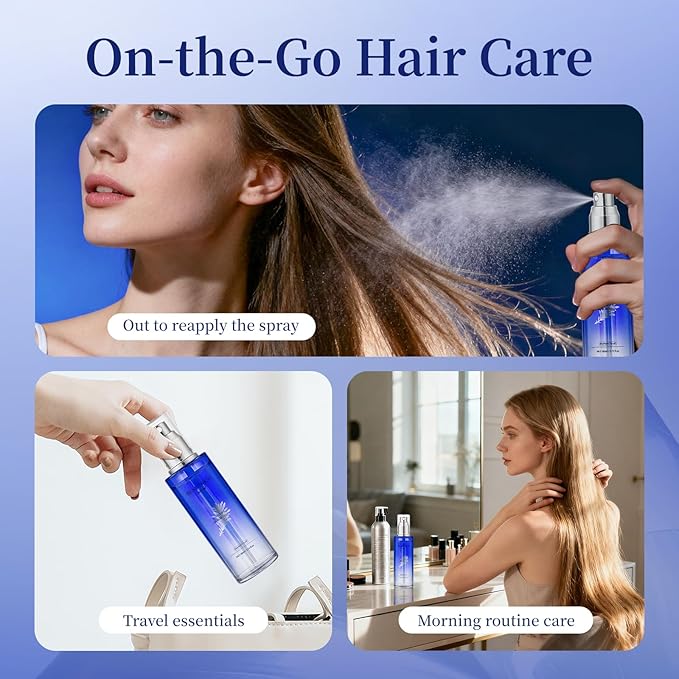 Rosemary Hair Treatment Oil Spray 80ml - Frizz Control & Split End Repair, Infused with Argan Oil, Batana Oil, Lavender Oil for Instant Smoothness - Long-lasting Bluebell Fragrance