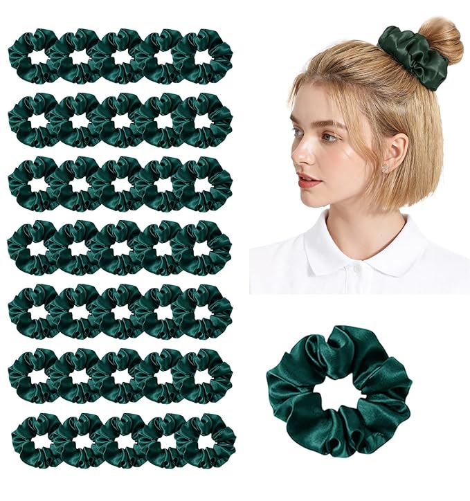 36Pack Womens Silk Scrunchies Satin Scrunchy Hairtie Hairbands Silky Hair Ties Elastics Hairs Bow Accessory Ponytail Holder