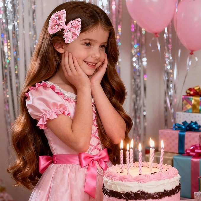 Velvet Sequin Hair Bows Elegant Rose Gold Bow for Women Girls, 4in Glitter Handmade Hair Clips Alligator Clips Ponytail Holder Hair Accessories for Christmas, Birthday Party, Wedding, Valentines