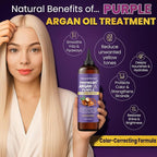 Natural Riches Purple Moroccan Argan Oil for Hair with Linseed Extract, Anti-Brass Formula for Blonde, Silver, Platinum & Grey Hair Neutralize Yellow Tone, Smooths Frizz & Restore Shine 8 fl oz