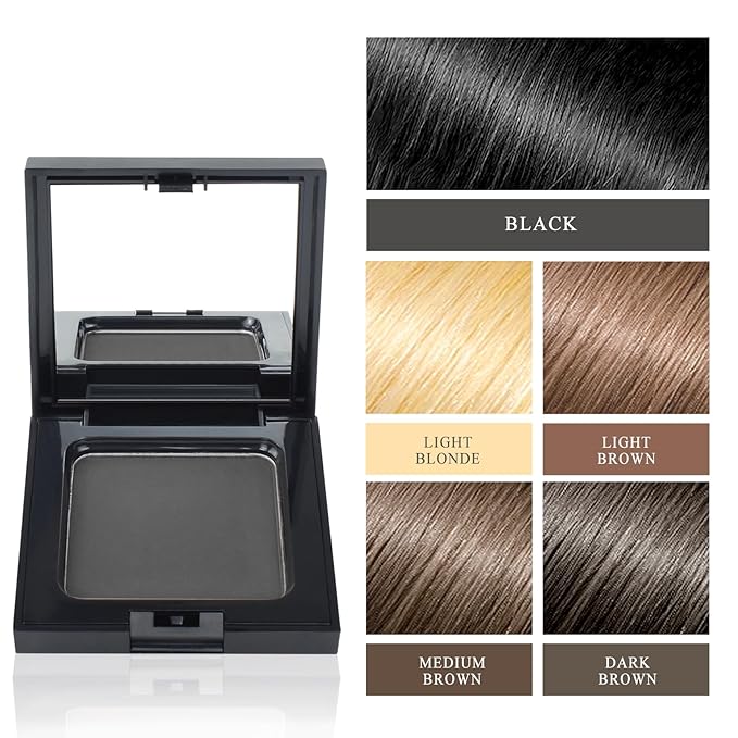 VOLLUCK Root Touch up Powder, Long-lasting Gray Hair Cover up Powder for All Hair Types, Waterproof for Women and Men (Black, 0.42 0unce)