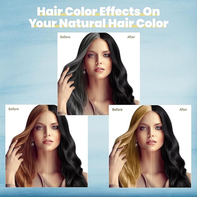 IIIMEIDU Black Hair Dye Shampoo 3 in 1 for Gray Hair, Herbal Ingredients Shampoo Black Hair Dye for Women Men, Grey Coverage Shampoo 500ml