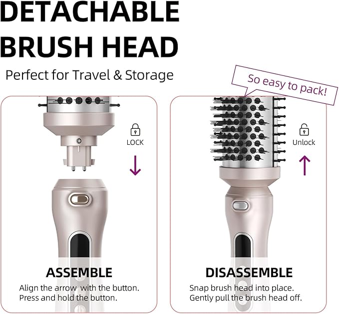 Thermal Brush, 1.7 Inch Heated Round Brush for Women, Dual Voltage Negative Ion Hot Brushes Styler for Blowout Look, Curling & Volumizing & Straightener for Dry Hair