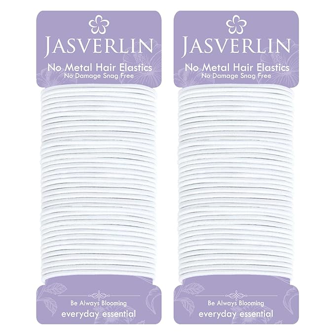 2mm White Hair Elastics Ties, Thin Ponytail Holders for Women Girls Kids, No Pull No Damage Slip Rubber Bands Fine to Medium Hair Accessories 80 Pcs