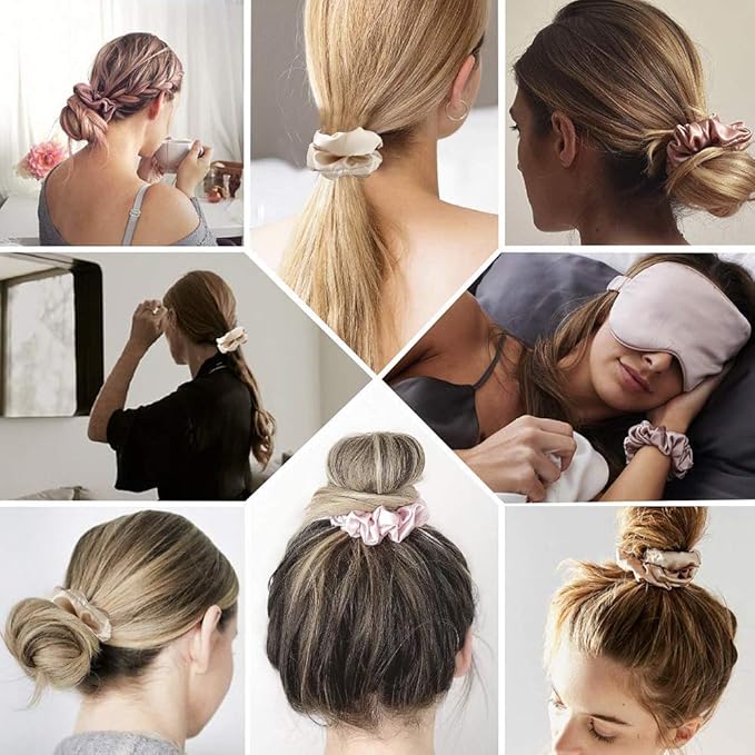 Scrunchies Women Hair Ties - Big Silk Satin Scrunchy Hair Bands Elastic Hair Accessories Soft Large Scrunchies For Vsco Girl Women