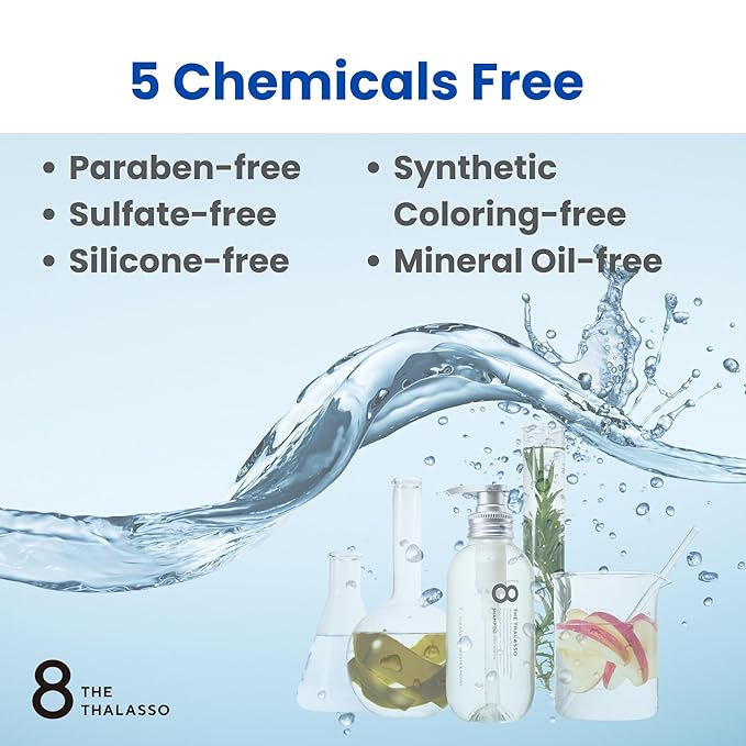 8 THE THALASSO Natural Hair Oil for Normal to Oily Hair Women & Men, Hair Care for Scalp with Stem Cells & Deep Ocean Water, Hair Detangler from Japan, Sulfate & Paraben Free, SMOOTH, 3.38 Fl Oz