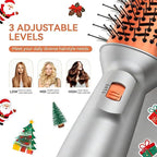 Travel Hair Dryer Brush, Double Voltage 100–240V 4-in-1 Hot Air Brush with 3 Heat & 2 Speed Settings for Drying, Straightening, Curling & Volumizing, Mini Ionic Thermal Blow Dryer Brush for Women