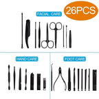 26 PCS Nail Clippers, ONEHERE Premium Manicure Set, Professional Grooming Gift Kit, Pedicure Kit, Facial, Hand, Foot, Cuticle Nail Care Tools, Fingernail Clippers with Luxurious Portable Travel Case