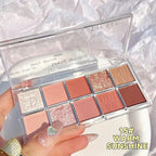 Erinde 10 Color Eyeshadow Palette Makeup - Matte Shimmer Glitter Eye Shadow, Ultra-Blendable, High Pigmented, Naturing-Looking, Neutral Nude Eyeshadow Palette with Professional Brush, Warm Sunshine