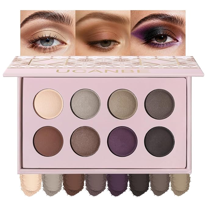 UCANBE 8 Color Nude Smokey Baked Matte Eyeshadow Palette - Highly Pigmented, Smooth & Blendable Formula with Neutral & Earthy Tones for Everyday & Dramatic Eye Makeup Pallet (01 Matte)