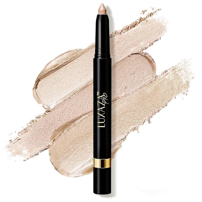 Cream Eyeshadow Stick Makeup Set 1PCS, Neutral Shimmer And Matte Cream Eye Shadow Palette, Metallic Bronze Smoky Eyeliner Brightener Crayon Kit, Ideal Gift for Women -Sparkling-Champagne