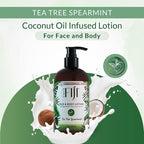 Coco Fiji Face & Body Lotion Infused With Coconut Oil | Lotion for Dry Skin | Moisturizer Face Cream & Massage Lotion for Women & Men | Tea Tree Spearmint 12 oz, Pack of 1